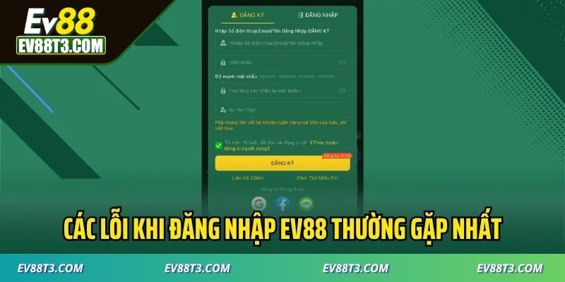 Vấn đề cần lưu ý khi đăng nhập nhà cái EV88